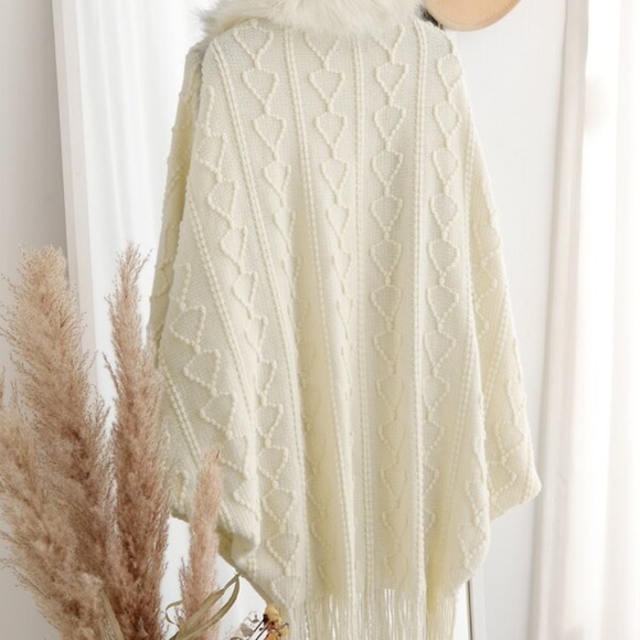 Classic Dusty Pink Vegan Fur Tassel Hem Open Front Cardigan Luxe - Picture 8 of 11